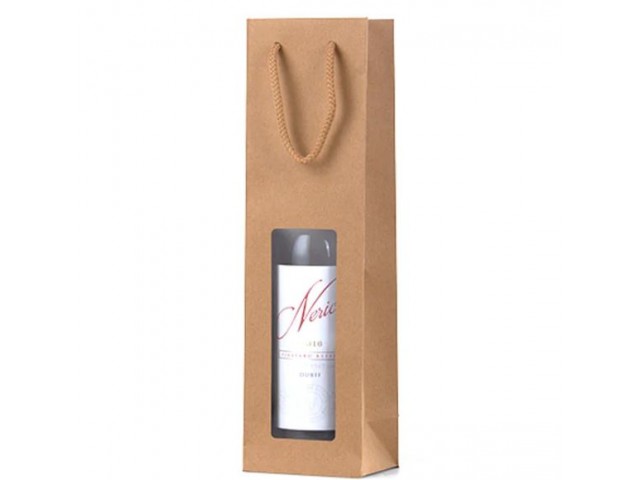 Single Wine Bag with Window Kraft