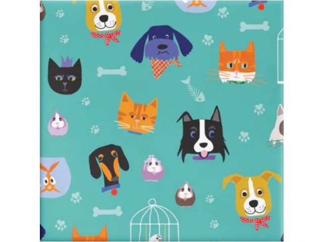Gift Wrapping Paper "Pets" Print 