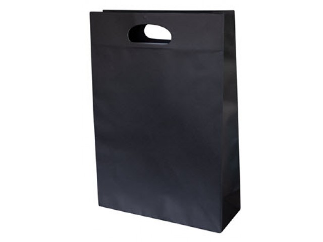 Medium Black Paper Bag with gusset and die cut handle