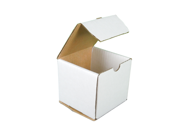 Medium (D) WHITE Cubed Hinged Lid Cardboard Gift Box  