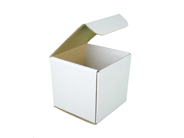 Medium (C) WHITE Cubed Hinged Lid Cardboard Gift Box  