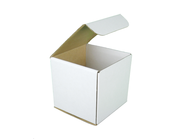 Large (E) WHITE Cubed Hinged Lid Cardboard Gift Box  