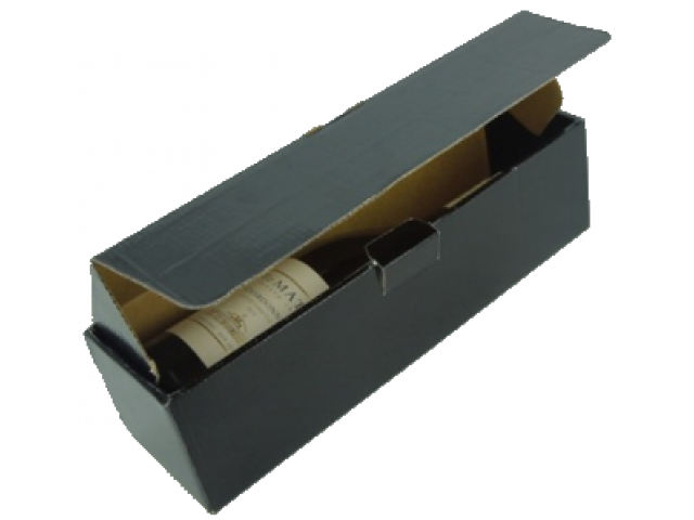 Single Bottle Wine Box (UV Gloss) Hinged Lid Black