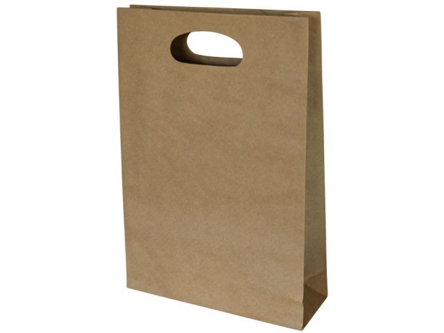 Small Brown Paper Bag with gusset and die cut handle
