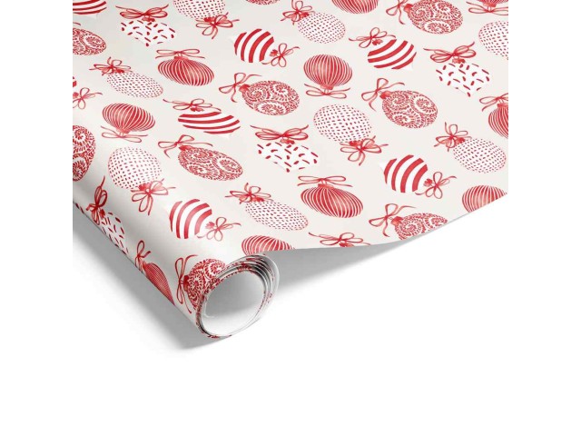 Gift Wrap Watercolour Bauble Red Beige