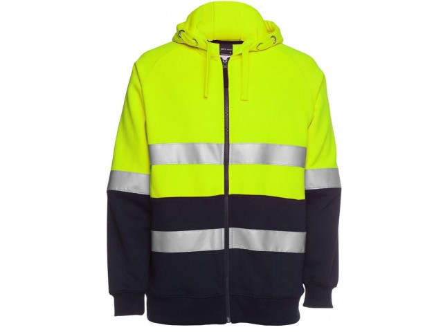 Hi Vis Hoodie (Full Zip) Day & Night - LIME/NAVY