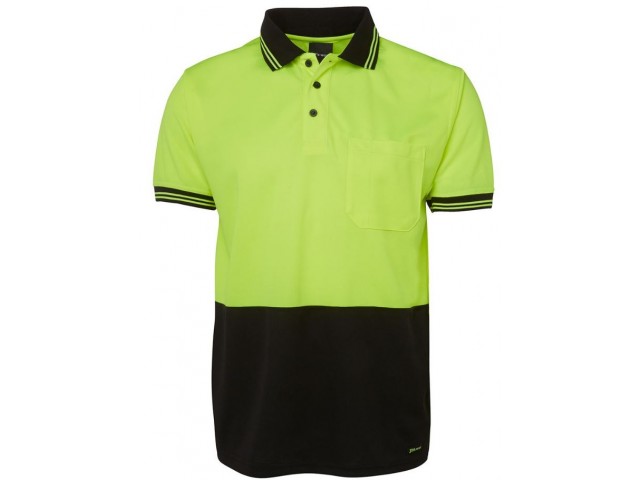 Hi Vis Traditional Polo (Day) LIME/BLACK