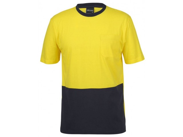 Hi Vis Crew Neck Cotton T-Shirt (Day) YELLOW/NAVY