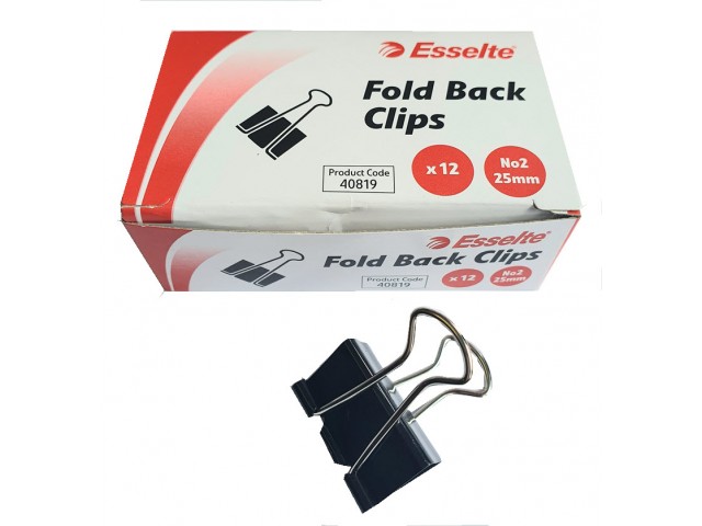 No 2 (25mm) Fold Back Clip (Box/12)
