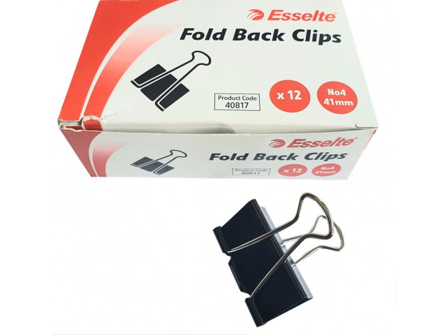 No 4  (41mm) Fold Back Clip (Box/12)