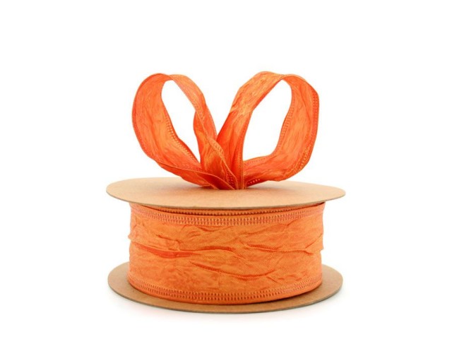 Orange Taffeta Ribbon Wire Edge