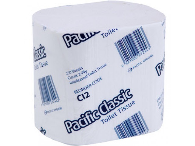 Pacific Classic 2 Ply Interleaved Toilet Tissue Carton/36