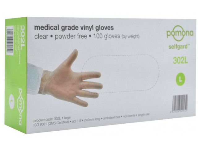 LARGE Vinyl Powder Free Gloves (Clear) Pack/100