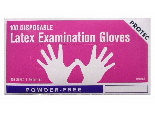 Disposable Latex 'Powder Free' Gloves (Protec) MEDIUM
