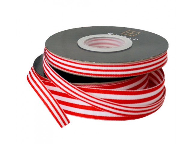 15mm Ribbon Red/White Stripe 