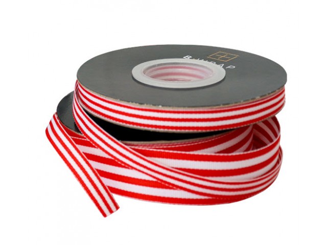 25mm Ribbon Red/White Stripe