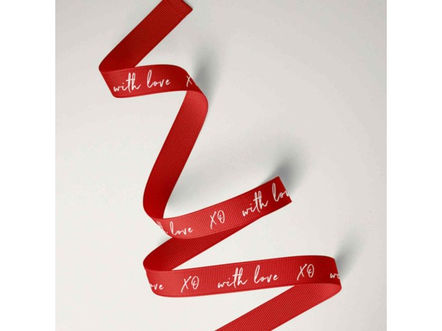 10mm Xmas Cheer Ribbon With Love White/Red