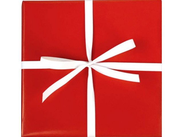 RED Gift Wrap Solid Print (80gsm) 500mm x 50m Roll