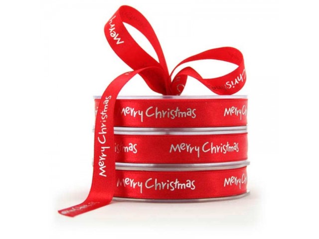Merry Xmas Ribbon Red/Silver