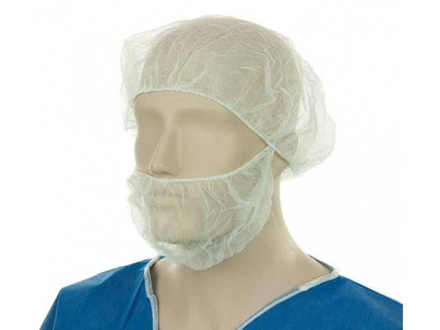 Single Loop White Disposable Beard Covers 