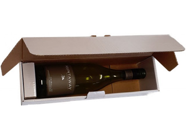 Single Bottle Wine Box (UV Gloss) Hinged Lid White