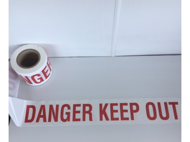 Banner Film 'Danger Keep Out' White/Red Print