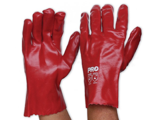 Red PVC Gloves (27cm) Chemical/Oil Resistant