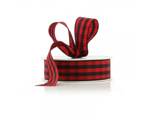 *Last roll* Tartan Ribbon Red/Black Check