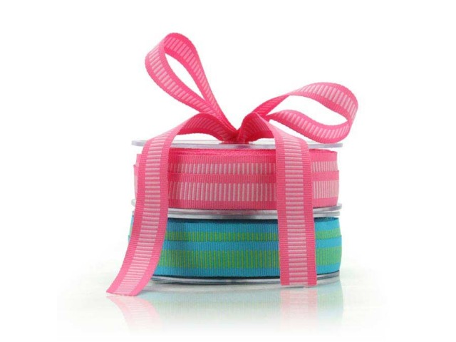 *Last 2 rolls* Rib Grosgrain Ribbon Pink/White